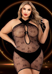 Halter Top Mini Dress - Queen Size - Black